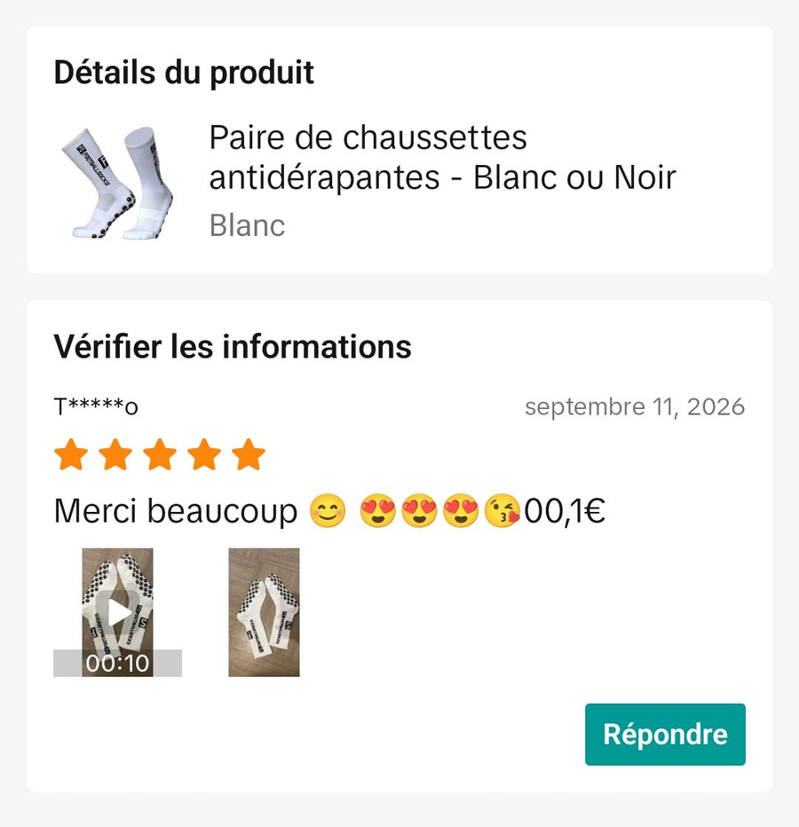 Capture d’écran d’un avis client