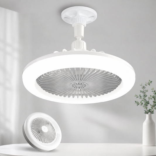 Ventilateur LED de Plafond E27 avec Télécommande – Compact, Silencieux et Élégant