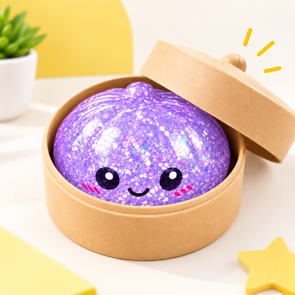 Squishy Bao en forme de boulette, boule anti-stress, jouet sensoriel - Couleurs aléatoire