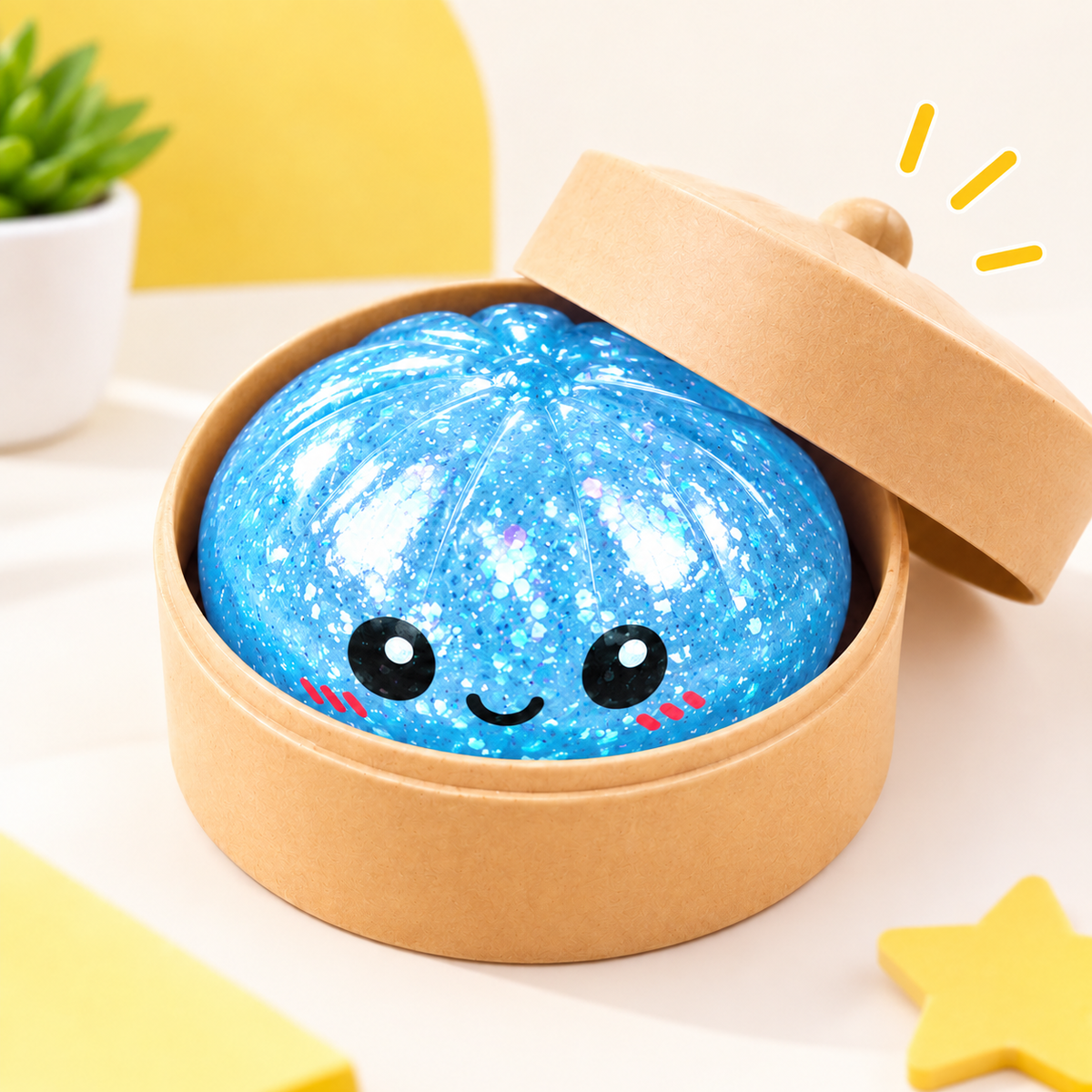 Squishy Bao en forme de boulette, boule anti-stress, jouet sensoriel - Couleurs aléatoire
