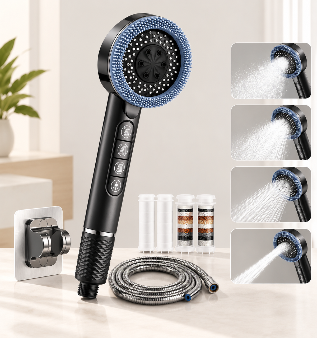 Pommeau de douche - Noir ou Argent