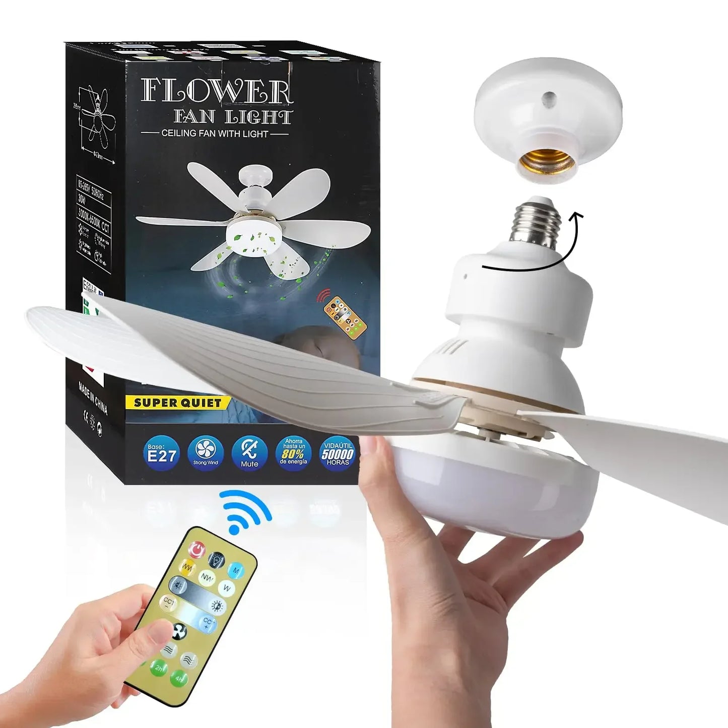 Ventilateur de plafond LED douille E27
