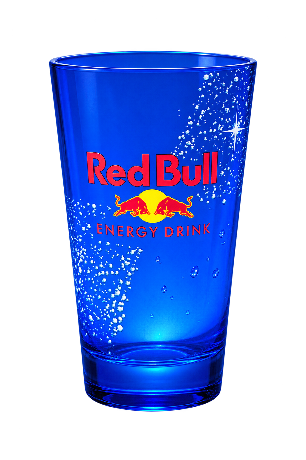 Verre "Red bull" lumineux avec paille en métal + capuchon de fermeture